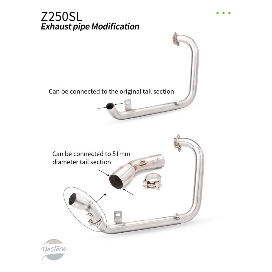 並行輸入品 z250 カワサキ full exhaust system slip on front middle link pipe connect original or 51mm muffler カスタムパーツ 部品 アクセサリーの画像