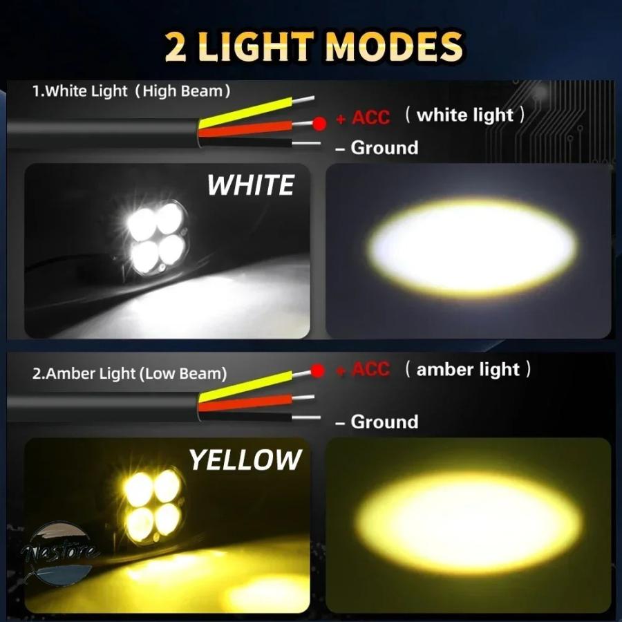 並行輸入品 バイク 3 inch leds spotlight fog light white yellow auxiliary headlight driving lamp for car カスタムパーツ 部品 アクセサリーの画像