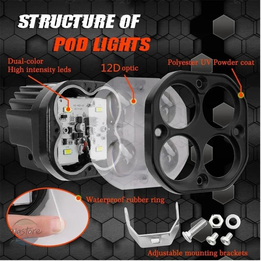 並行輸入品 バイク 3 inch leds spotlight fog light white yellow auxiliary headlight driving lamp for car カスタムパーツ 部品 アクセサリーの画像