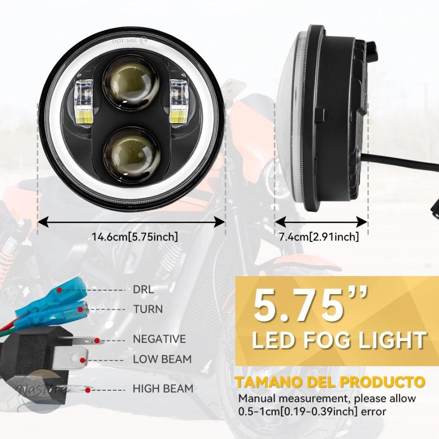 並行輸入品 ホンダ バイク motocross 5.75 inch led headlight shadow vt 600 700 750 1100 vtx 1300 1800 カスタムパーツ 部品 アクセサリーの画像