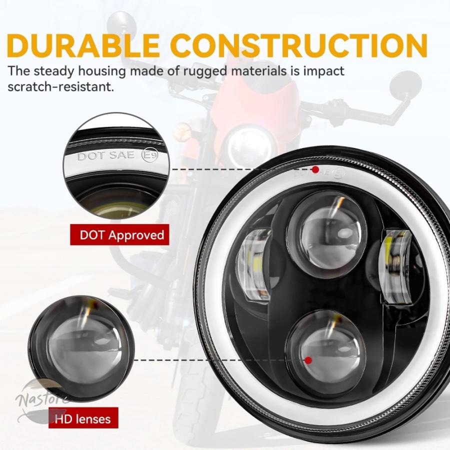 並行輸入品 ホンダ バイク motocross 5.75 inch led headlight shadow vt 600 700 750 1100 vtx 1300 1800 カスタムパーツ 部品 アクセサリーの画像