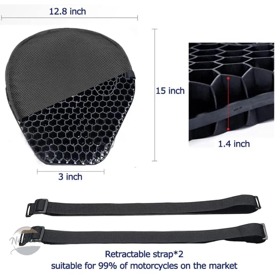 並行輸入品 バイク seat cushion shock absorption decompression gel honeycomb 3d comfortable universal カスタムパーツ 部品 アクセサリーの画像