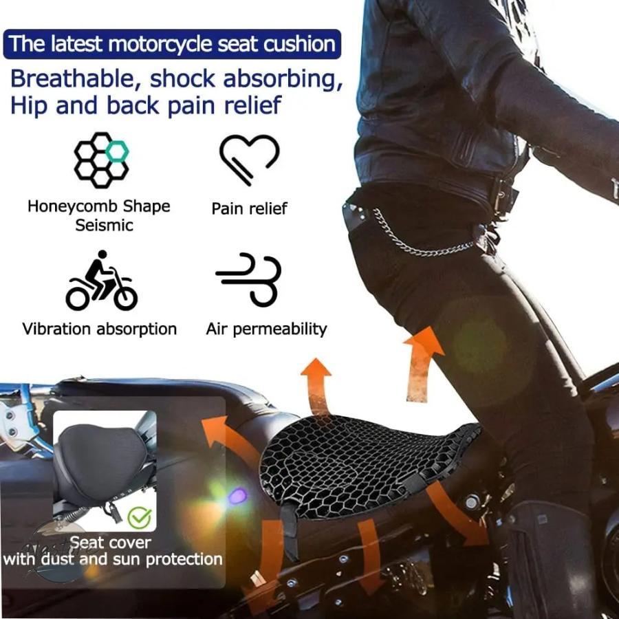 並行輸入品 バイク seat cushion shock absorption decompression gel honeycomb 3d comfortable universal カスタムパーツ 部品 アクセサリーの画像