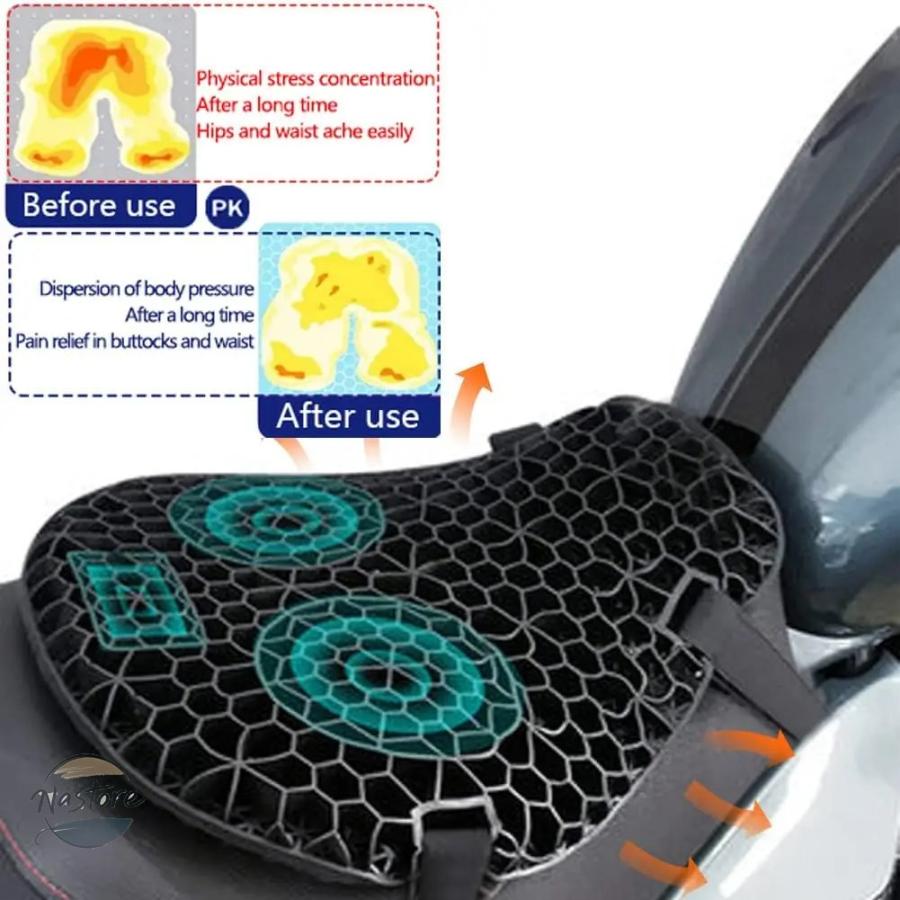 並行輸入品 バイク seat cushion shock absorption decompression gel honeycomb 3d comfortable universal カスタムパーツ 部品 アクセサリーの画像