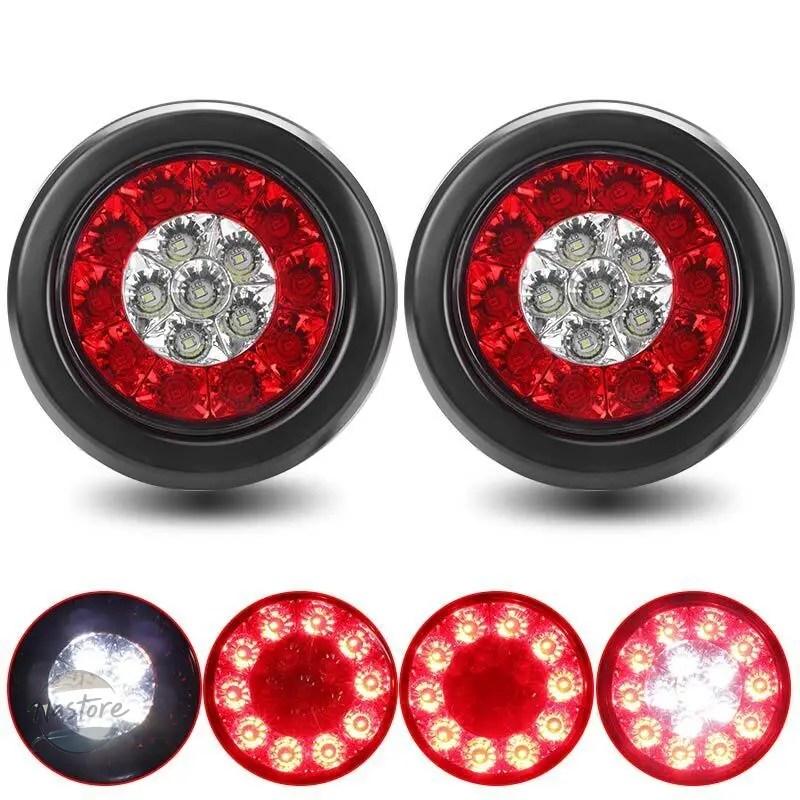 並行輸入品 4個 4インチ 16LED ラウンドライト ストップターンテール トラックライト トレーラーブレーキテールライト 防水 LED サイドマーカー_5