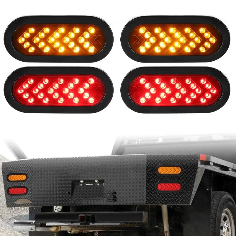 トラックのテールランプ、ウィンカーランプ。本体 並行輸入品 6インチ 25LED オーバルテールライト 矢印 流れる