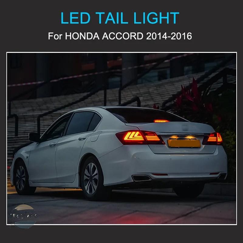 並行輸入品 ホンダアコード9TH 2014-2016テールライト用LEDテールライトアセンブリ1ペア プラグアンドプレイ LEDランニングターンリアテールライト付き