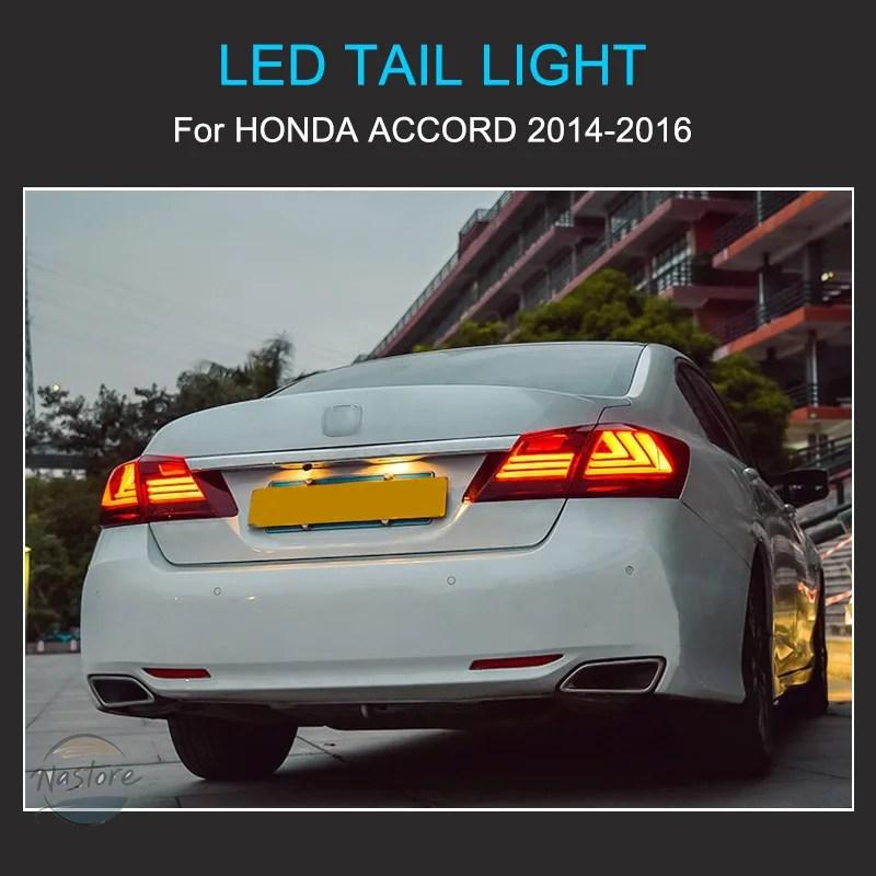 並行輸入品 ホンダアコード9TH 2014-2016テールライト用LEDテールライトアセンブリ1ペア プラグアンドプレイ LEDランニングターンリアテールライト付き