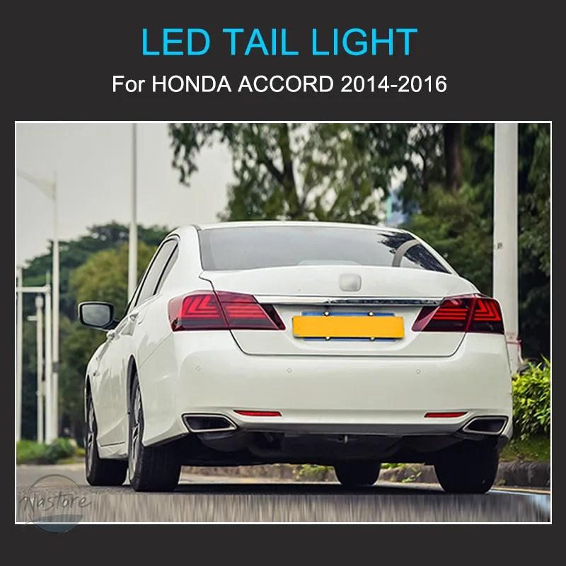 並行輸入品 ホンダアコード9TH 2014-2016テールライト用LEDテールライトアセンブリ1ペア プラグアンドプレイ LEDランニングターンリアテールライト付き