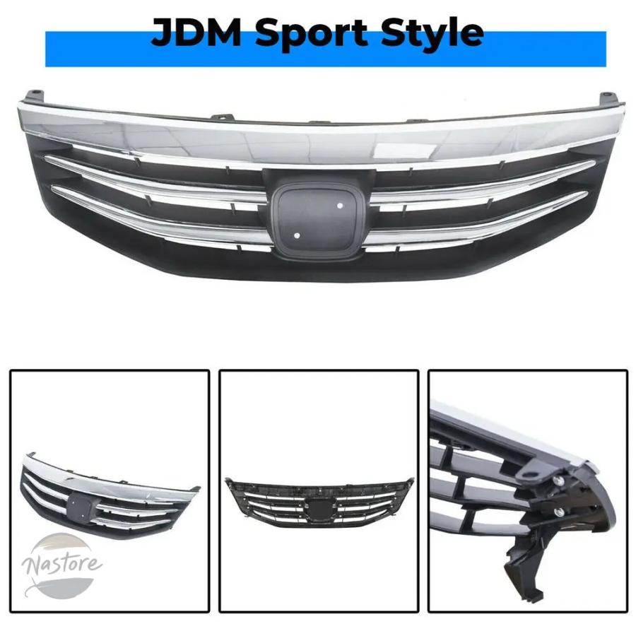 並行輸入品 ホンダ フロント ホンダ アコード 2011 2012 クロームラジエーターバンパーグリル アッパーグリル フロントグリル_5