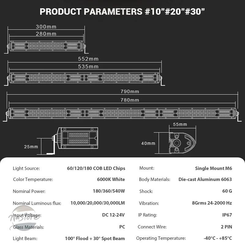 並行輸入品 スリム 12D LED ライトバー 20インチ 10インチ スポット フラッド コンボビーム LED バー SUV 4X4 オフロード LED 作業灯_11