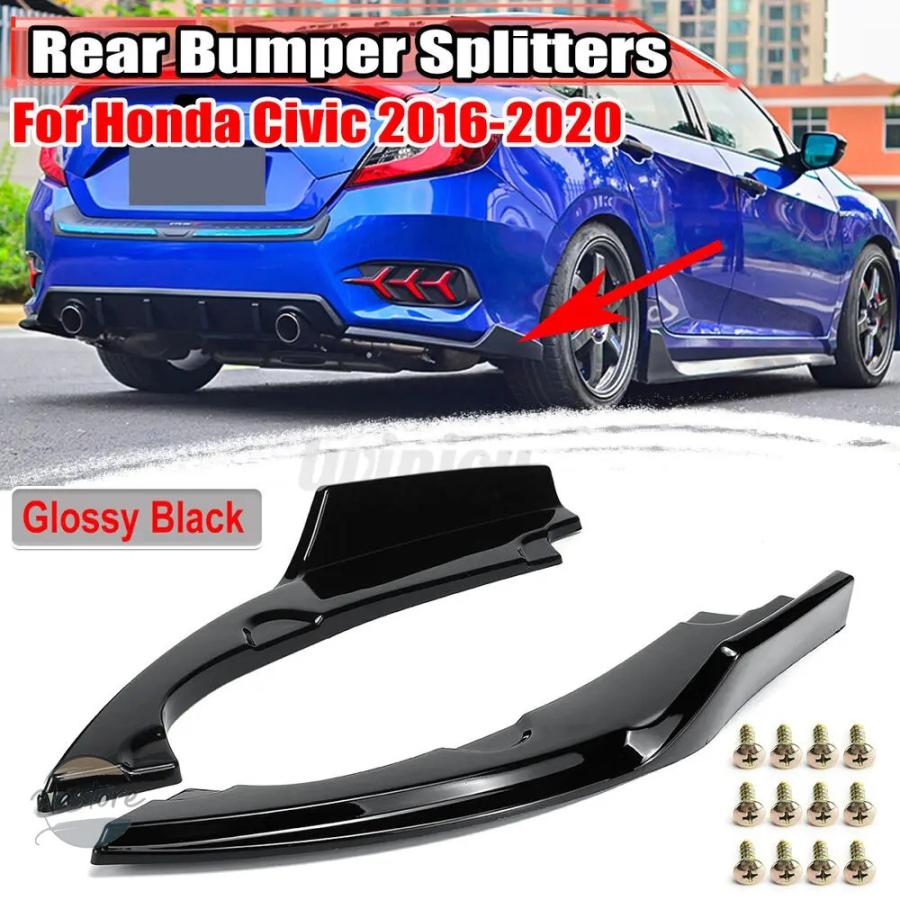 並行輸入品 ホンダ リア ホンダ シビック 2016-2021 バンパー リップ カナード スプリッター ディフューザー サイドエプロン_2