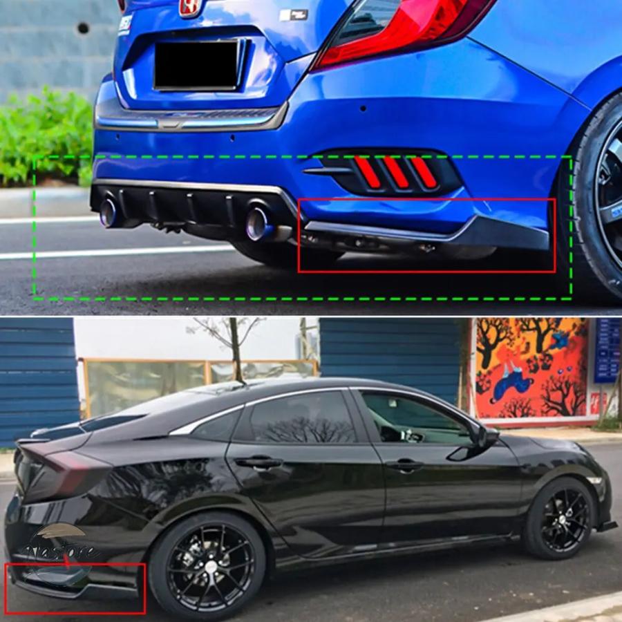 並行輸入品 ホンダ リア ホンダ シビック 2016-2021 バンパー リップ カナード スプリッター ディフューザー サイドエプロン_4