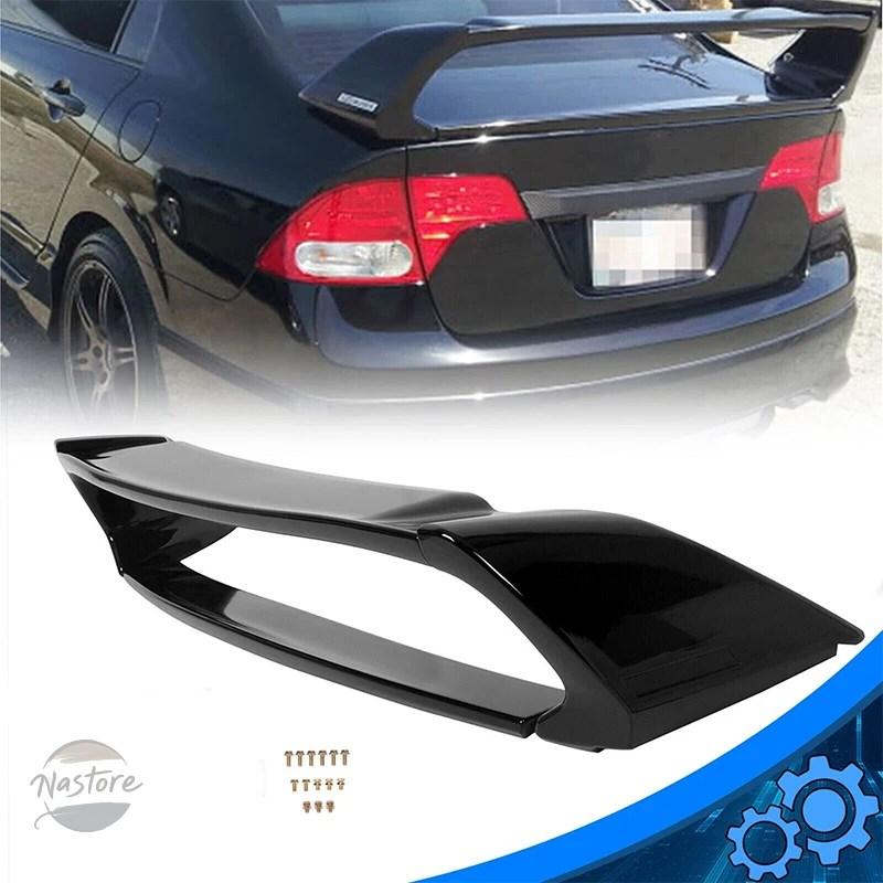 並行輸入品 リア キット 2006-2011年式 シビック 4ドア ABSレジン グロスブラック 無限スタイル ボディスタイル トランクリッド ウィングスポイラーの画像
