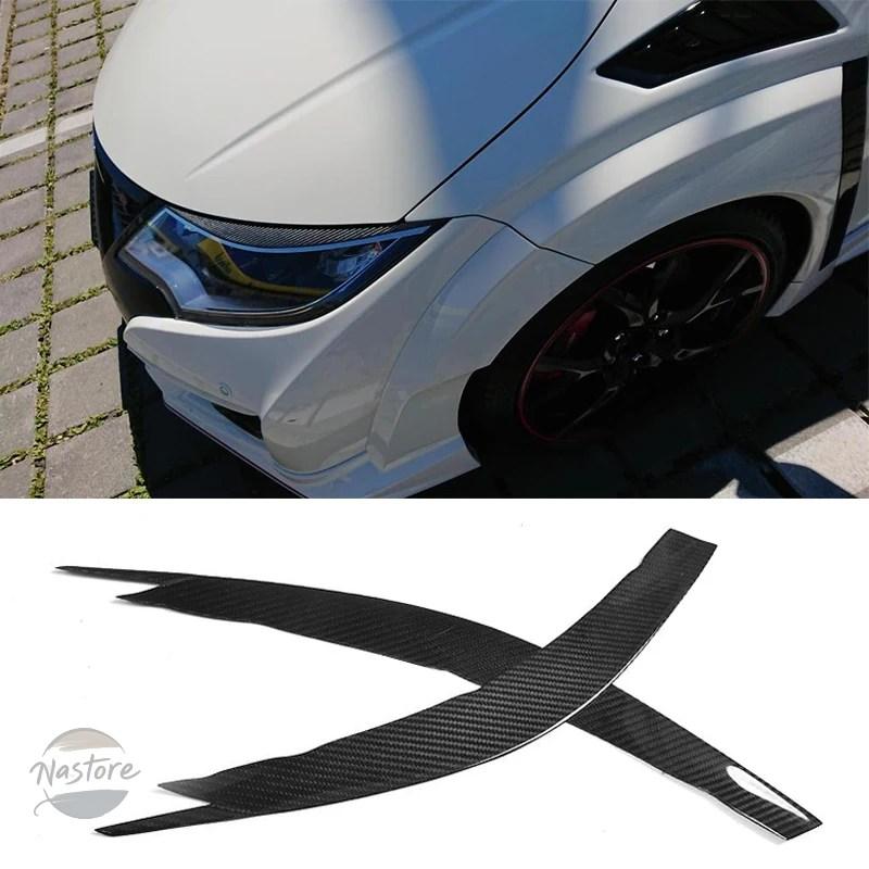 並行輸入品 ホンダ フロント ヘッド カーボン /FRPライトアイブロウステッカーデコレーショントリム ホンダ シビックタイプR 2015 2016の画像