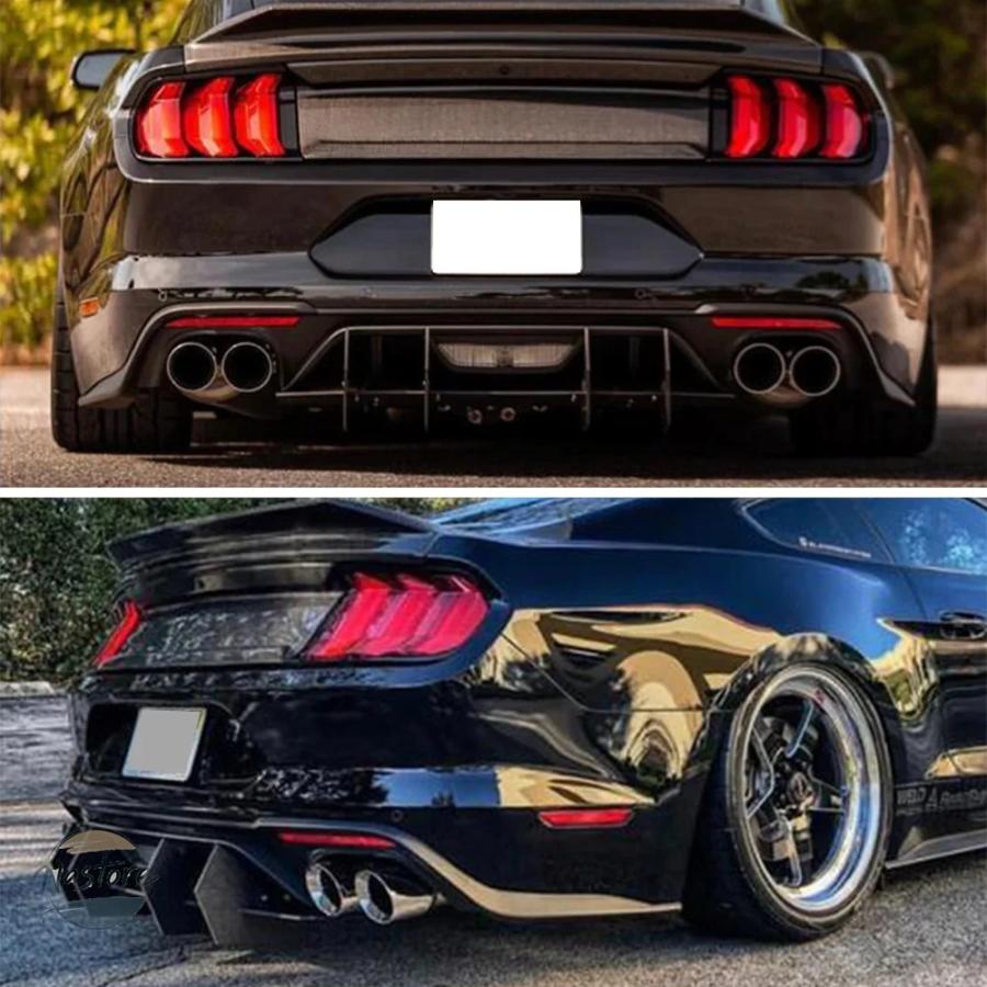 並行輸入品 リア 4フィン カーバンパーディフューザー リアサイドスプリッター スポイラーリップ フォード FORD マスタング 2018 2019 2020の画像