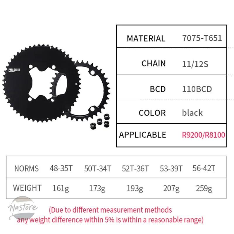 pass questチェーンリング 53T-39T 並行輸入品 pass quest 110 bcd 4 ボルトチェーンリング shimano
