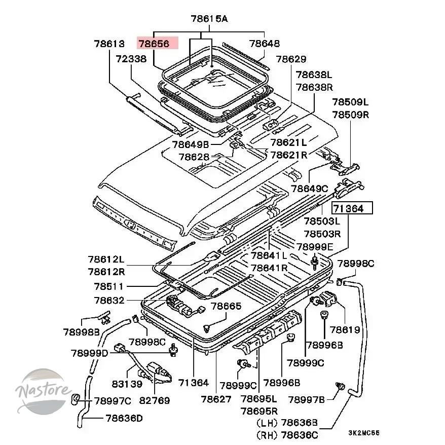 並行輸入品 v30 リップ mr100655 5ドアルーフガラスゴムシール パジェロ カスタムパーツ 部品 アクセサリーの画像