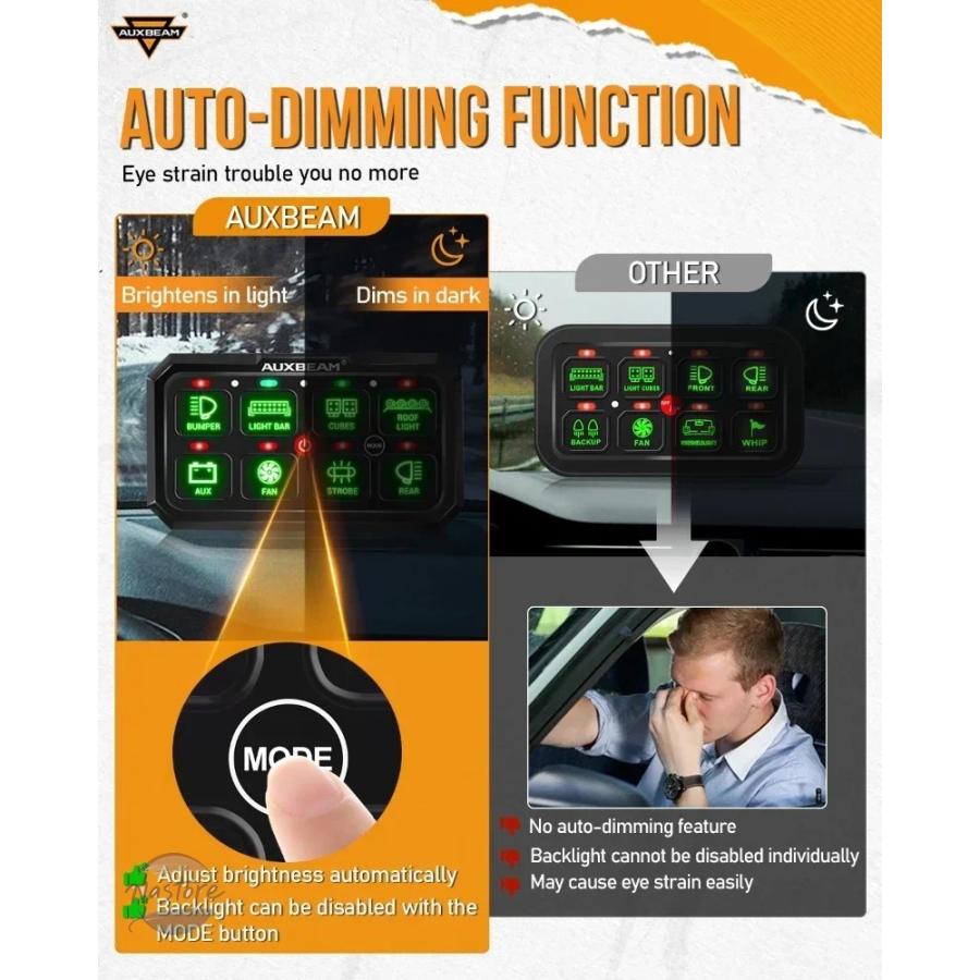 並行輸入品 ra80xl auxbeam 8ギャング rgbライト オンオフスイッチ