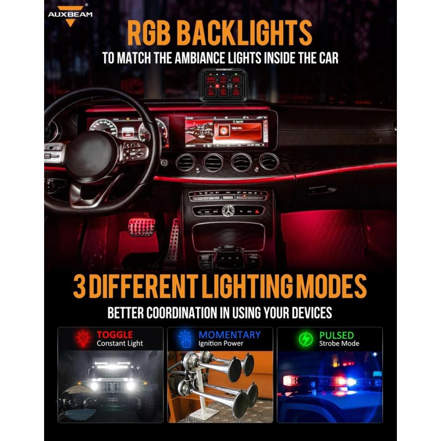 並行輸入品 リレー auxbeam 12v 24v 汎用 rgb 6ギャングスイッチパネル