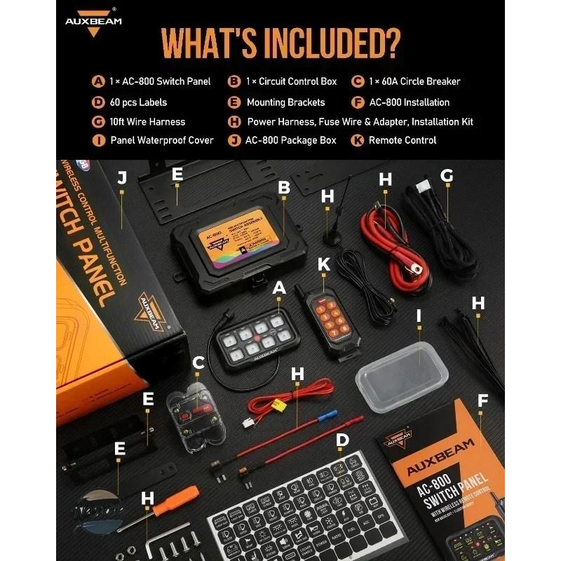 並行輸入品 リレー auxbeam 8ギャングスイッチパネル（アプリ