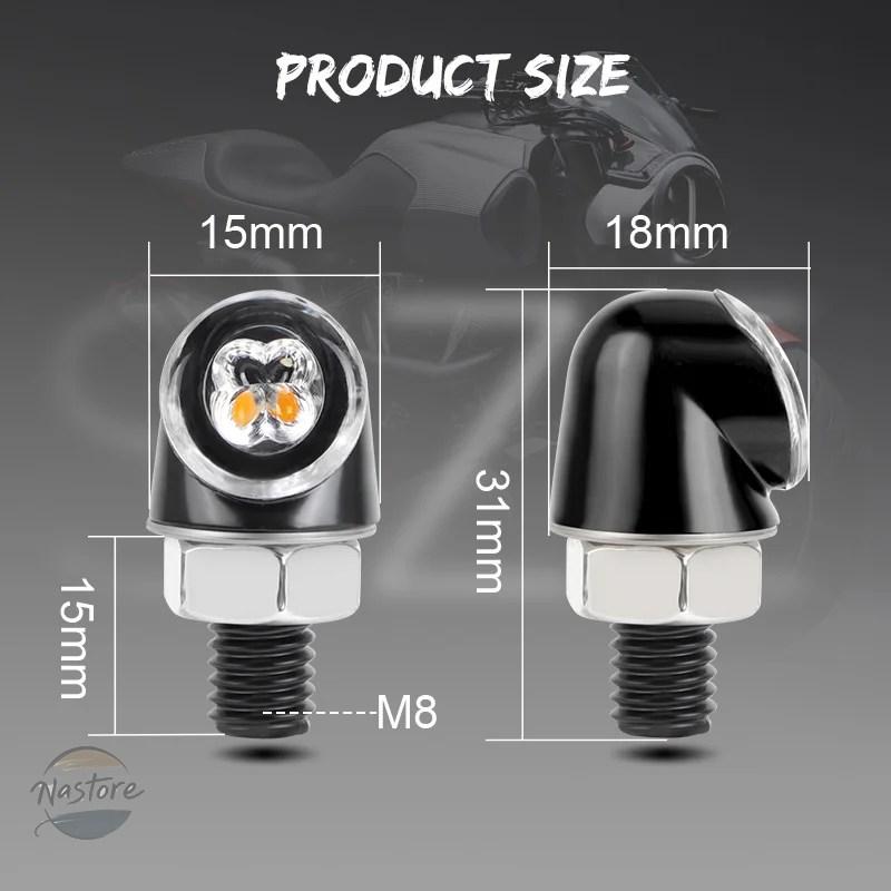 並行輸入品 ミニ バイク 8mm led ウィンカーライト ランプ インジケーター フラッシャー カスタムパーツ 部品 アクセサリーの画像