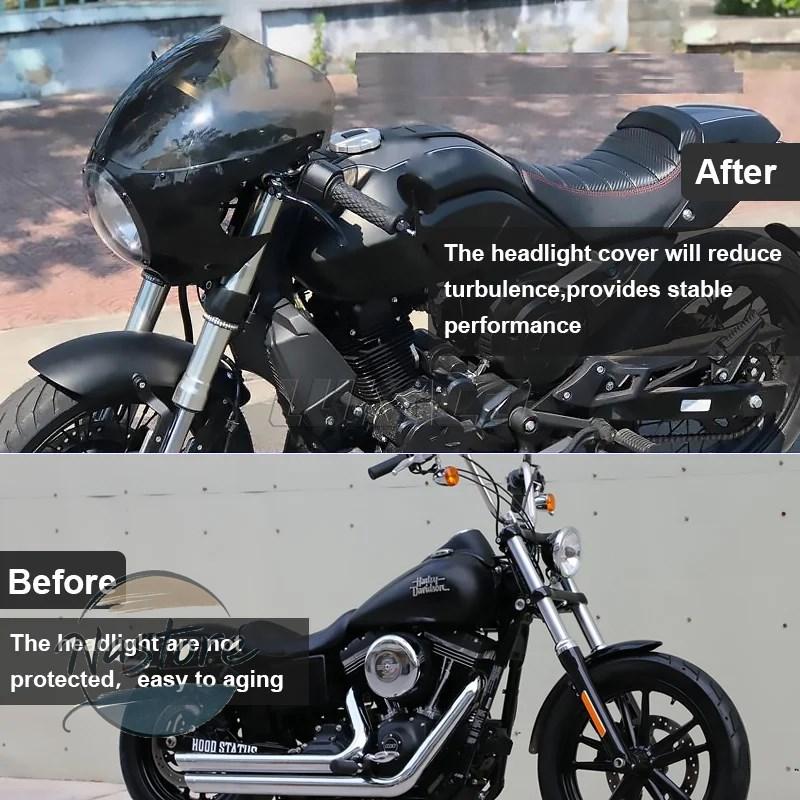 並行輸入品 xl883 バイク cafe racer headlight fairing 5 3 4インチ front light mask cover ハーレー chopper スポーツスター ダイナ カスタムパーツ 部品_1