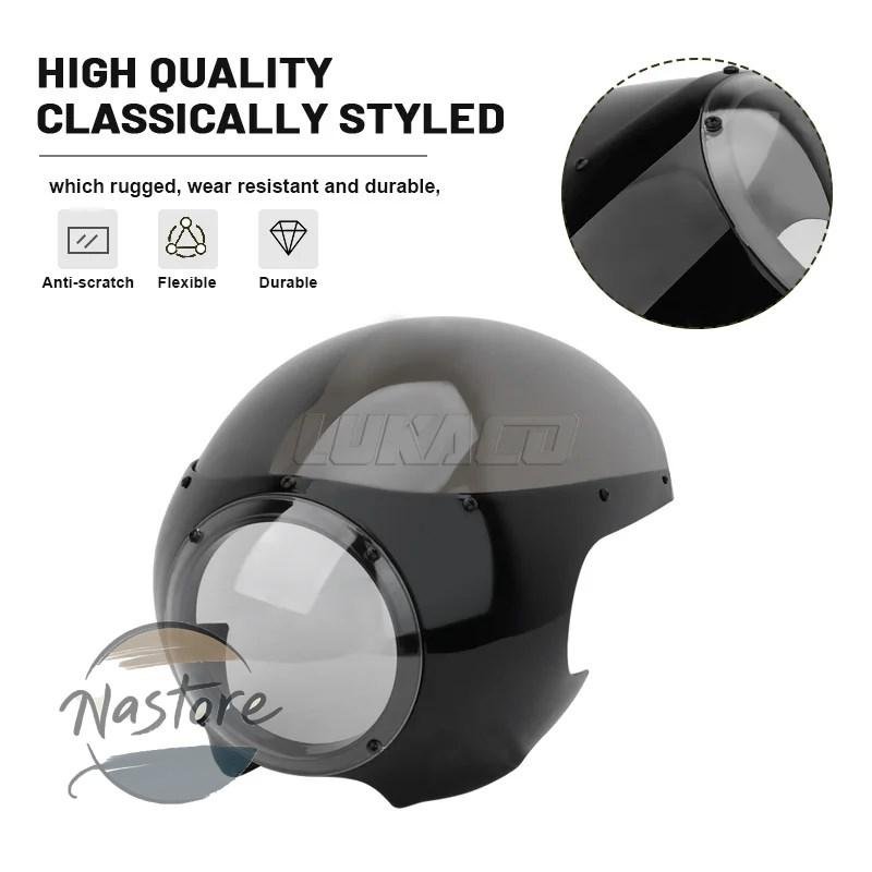 並行輸入品 xl883 バイク cafe racer headlight fairing 5 3 4インチ front light mask cover ハーレー chopper スポーツスター ダイナ カスタムパーツ 部品_2