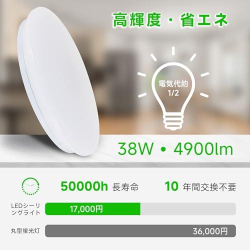 LEDシーリングライト 8畳〜10畳(38W) 4900LM 天井照明器具 おしゃれ
