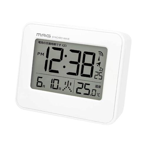 MAG(マグ) 目覚まし時計 めざまし時計 電波時計 置き時計 小型 小さい デジタル 温度計 カレンダー 電子音 アラーム スヌーズ ライト（Yahoo!・ナスミル）