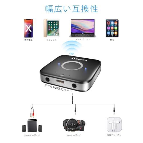 SONRU Aux Bluetooth レシーバー 車 ブルートゥース 5.3 受信機 AUXと