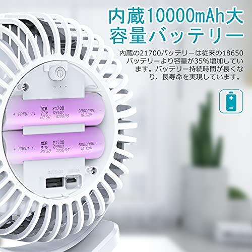 10000mAh電池内蔵FreeFly 充電式クリップ扇風機 卓上扇風機 直径約10CM