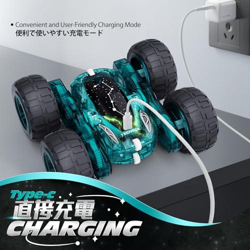 Tecnock ラジコンカー 子供向け USB Type-C直接充電式 スタントカー
