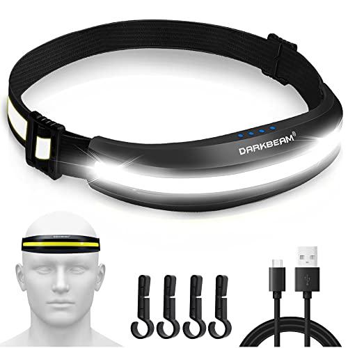 DARKBEAM ヘッドランプ USB 充電式軽量 COB 高輝度ハード帽子ライト