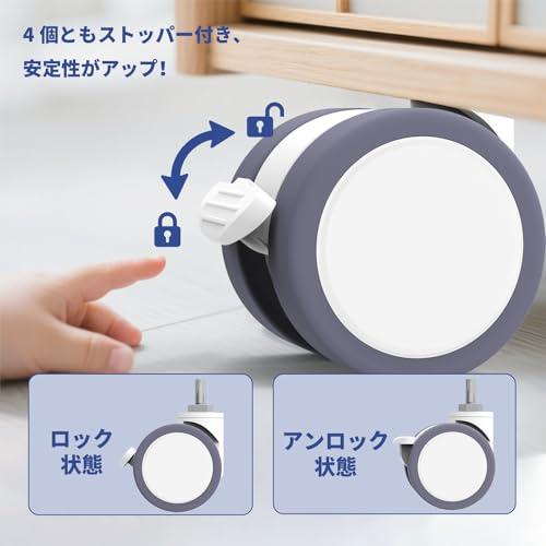キャスター スタンディングデスク用 M8×15mm ネジ式 ストッパー付き