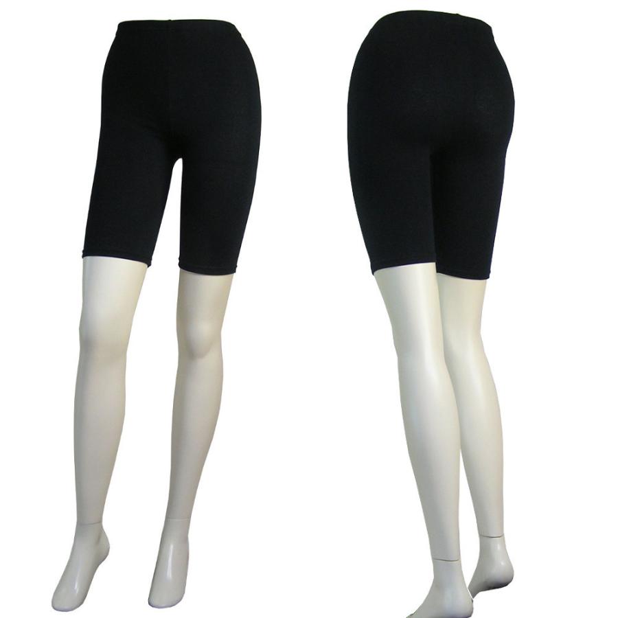 日本製 黒 チャコール スパッツ3分丈 綿75％ レディース 柔らか