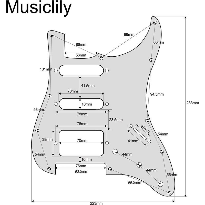 Musiclily SSH 11穴 USA/メキシコストラトキャスター用ピックガード、1プライブラックマット｜native-place｜02