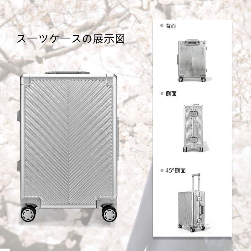 LARVENDER スーツケース オールアルミ合金 キャリーケース 機内持ち込み アルミ合金ボディ TSAロック 360度回転 静音ダブルキ TSAロック