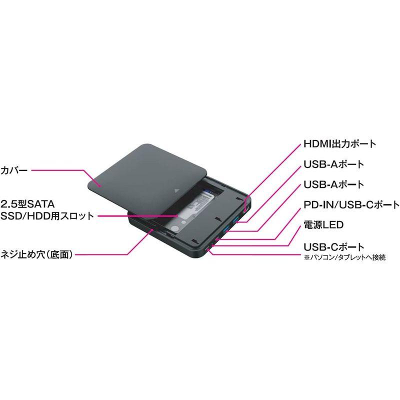 玄人志向 USB3.2Gen1 & HDMI(4K60Hz) & USB PDハブ機能付き 2.5 玄人志向 USB3.2Gen1 & HDMI(4K60Hz) & USB PDハブ機能付き 2.5