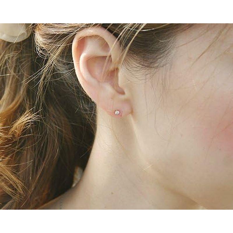 KASHIMA K18/PG/WG 0.1ct 1粒ダイヤモンドピアス 18金ホワイトゴールド