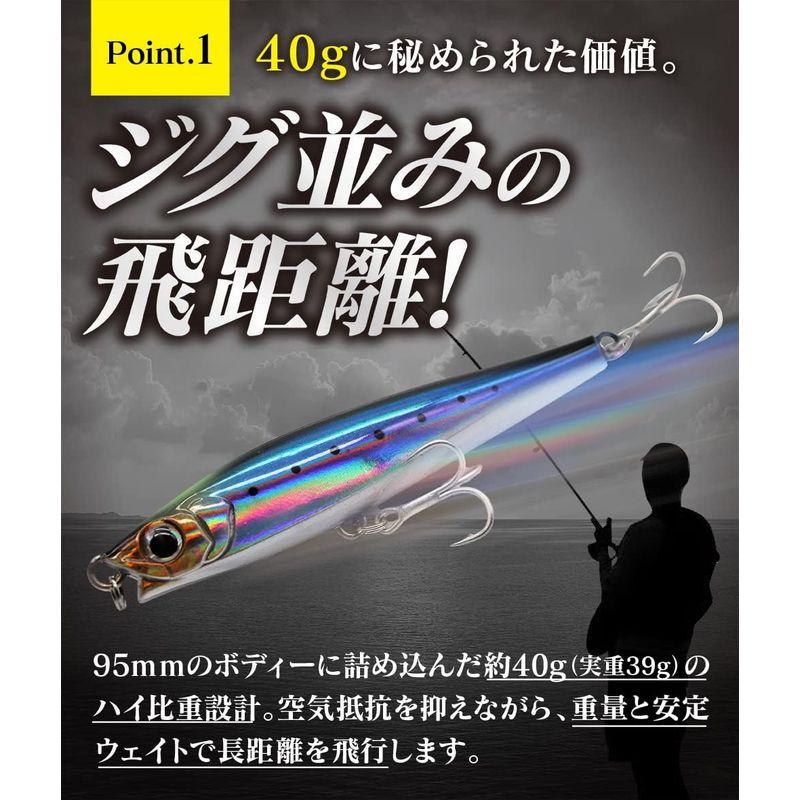 Contyu シンキングペンシル ルアーセット 95mm 40g 110mm48g リップ付 貫通ワイヤー 青物 シーバス ヒラメ (95m｜native-place｜04