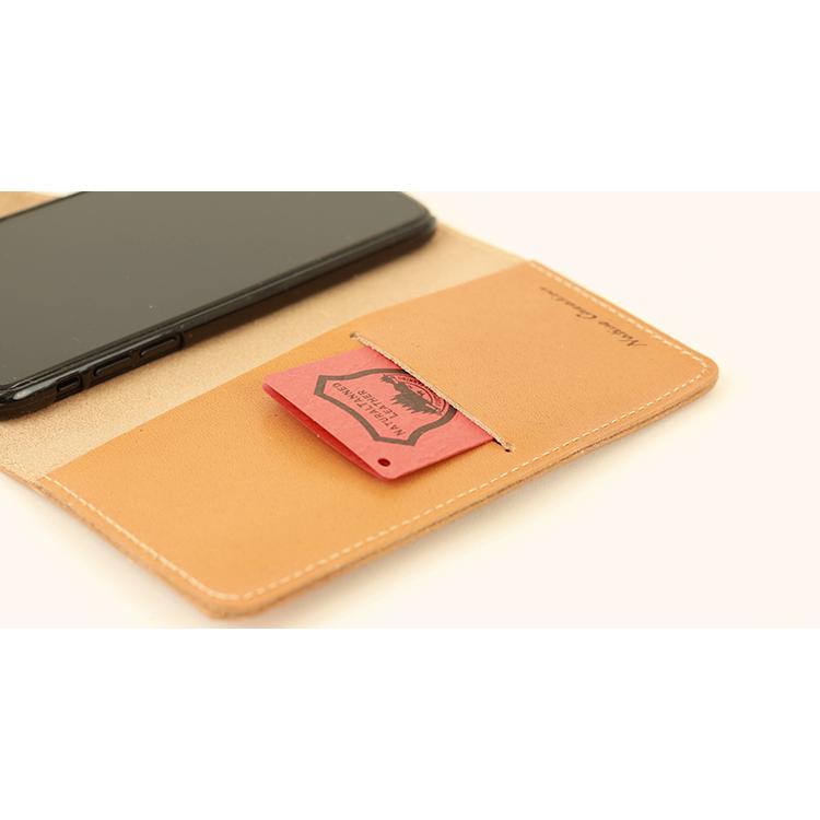 栃木レザー　ネイビー　iPhoneケース　スマホケース　本革　手帳型　ポケット付 栃木レザーカードポケットハードケース - スマホカバーの通販