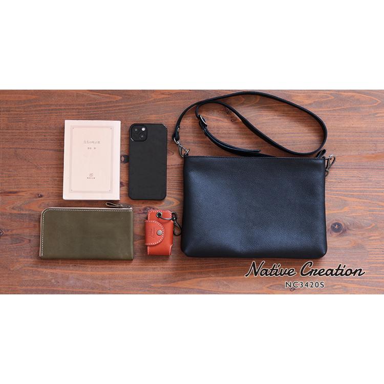 姫路レザー】レザーサコッシュ 中サイズ ショルダーバッグ