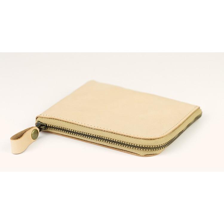 栃木レザー 財布 L字ファスナー ミニ財布 メンズ レディース コンパクト ヌメ革 日本製  本革 牛革 YKK  薄型 小銭入れ カード 札入れ ギフト  NATURAL |  | 05