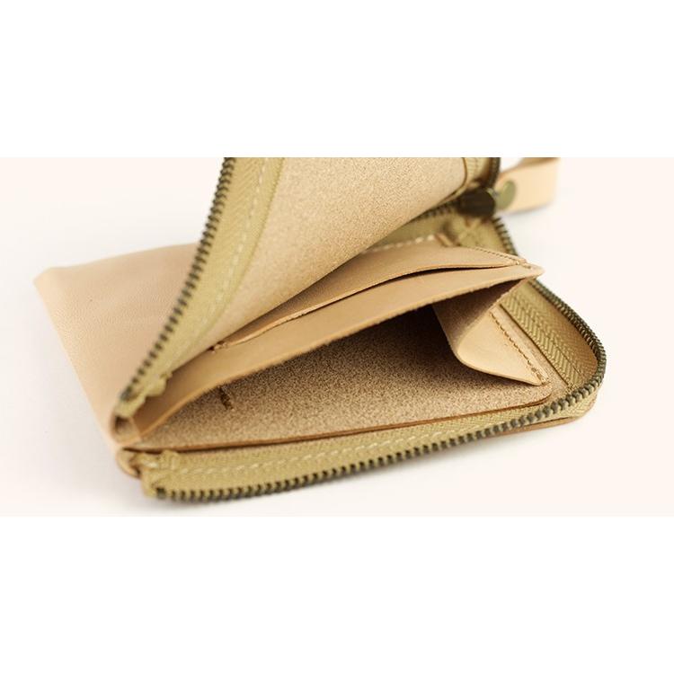 栃木レザー 財布 L字ファスナー ミニ財布 メンズ レディース コンパクト ヌメ革 日本製  本革 牛革 YKK  薄型 小銭入れ カード 札入れ ギフト  NATURAL |  | 08