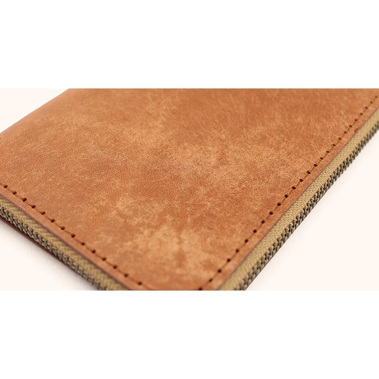 イタリアンレザー】本革L字ファスナー薄型 長財布 パステル