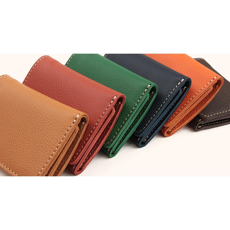 【姫路レザー】本革三つ折りミニ財布 シボ 型押し コンパクト財布 小銭入れ カード 小さい 日本製 本革 ギフト プレゼント GIFT |  | 20