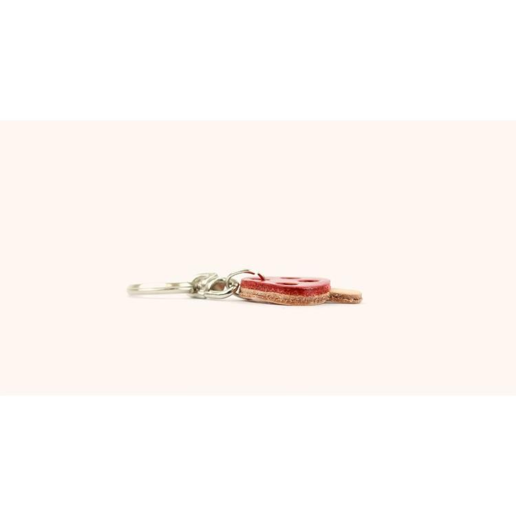 セール＆特集＞-レザーキーホルダー 2個セット 本革 栃木レザー キーチャーム キーリング きのこ 革小物 メンズ レディース ユニセックス 日本製  ギ•フト プレゼント GIFT 2つ目-DARK BROWN 1つ目-RED