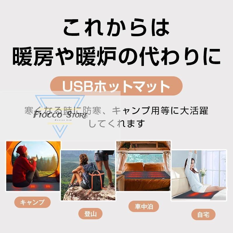 寝袋用 発熱パッド ホットカーペット 電熱マット 電気カーペット キャンプマット 二人用 寝袋用 USB/Type-C シュラフ用 キャンプ 車中泊 丸洗い可 軽量 防災｜natsu-onlineshop｜03