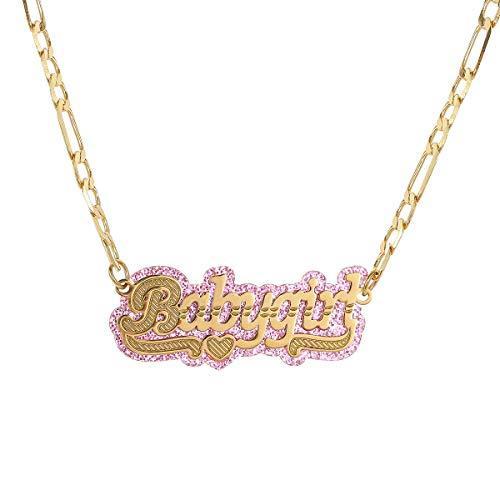 販売 店 Toosuo 名前入りネックレス 金メッキ ステンレススチール ネームプレート アクリルボード付き カラフル ピンク並行輸入品 格安 送料 Www Superavila Com